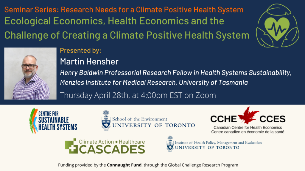 Special Collaborative Seminar: Ecological Economics, Health Economics and the Challenge of Creating a Climate Positive Health System